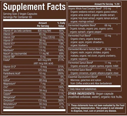 Vista 2 de plnt Multivitamínico de WomenaTMs de alimentos integrales fermentados (120 cápsulas veganas)