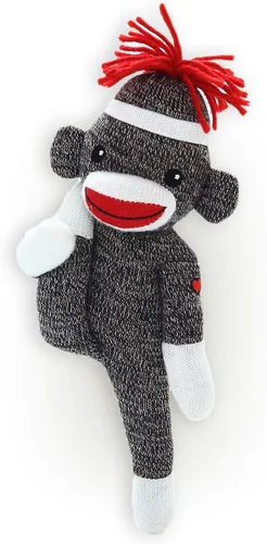 Vista 8 de Plushland Adorable mono calcetín de 8 pulgadas de alto, suave y realista, juguete de peluche de punto, para niños, bebés, adolescentes, niñas