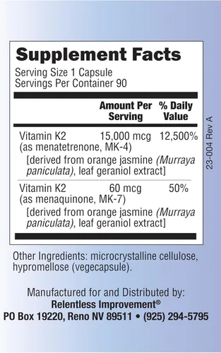 Vista 3 de Vitamina K2 MK4 Plus MK7 Vegano Derivado Naturalmente Vega-Caps 90
