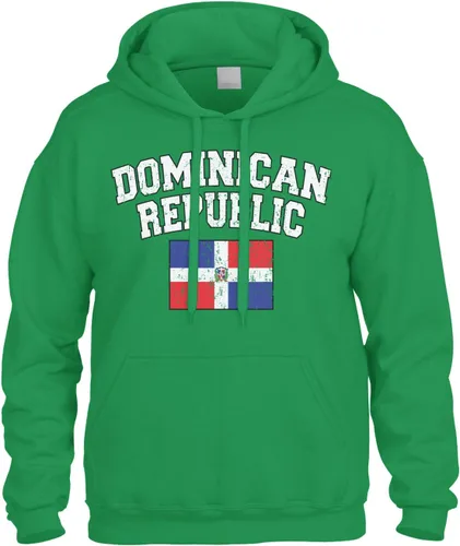 Vista 8 de Cybertela Sudadera con capucha con capucha y bandera de la República Dominicana desteñida Negro