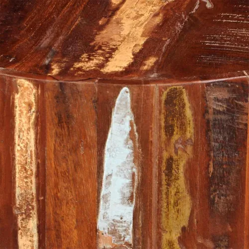 Vista 5 de vidaXL Mesa auxiliar, mesa auxiliar redonda con patas de hierro, mesa de sofá decorativa para sala de estar, dormitorio, industrial, madera maciza