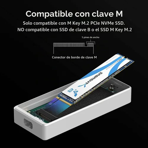 Vista 7 de SABRENT Carcasa de aluminio sólido SSD M.2 NVMe sin herramientas con certificación Thunderbolt 3 (EC-T3NS)