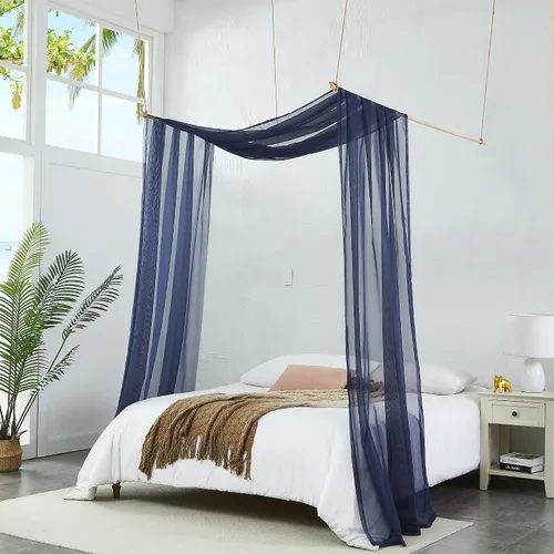Vista 10 de Warm Home Designs Cortinas de Dosel de Cama Beige de 55 x 144 Pulgadas. Nuestras Cortinas de Cama con Dosel Individual Funcionan Muy Bien como Dosel