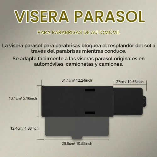 Vista 2 de Extensión de Visera Solar Polarizada para Automóvil con Lente de PC y Parasol Lateral, Visera Antirreflejo para Parabrisas - Universal para la Negro