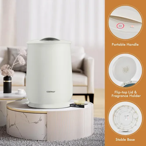 Vista 8 de COSTWAY - Calentador de toallas para baño, calentador grande de 21L con tapa abatible, cerradura de seguridad para niños, apagado automático de 1H