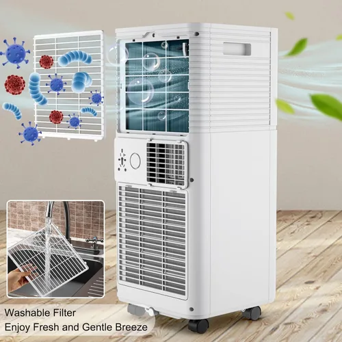 Vista 9 de GOFLAME Aire acondicionado portátil, potente unidad de CA de 8000 BTU con control remoto y 4 ruedas universales, enfriador de aire 3 en 1