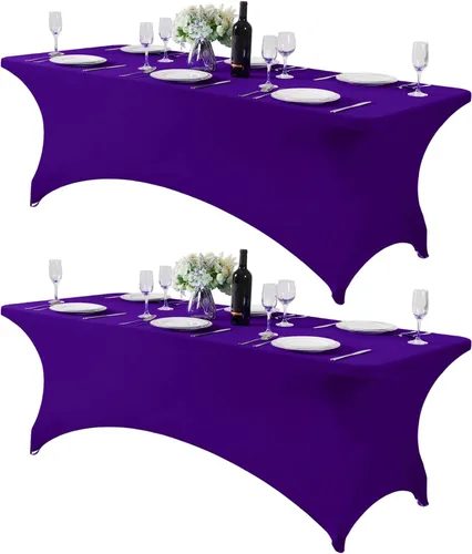 Vista 52 de Mantel de elastano para mesa de 6, 4 o 8 pies, universal, ajustable, para fiestas, banquetes, bodas y eventos, color verde manzana