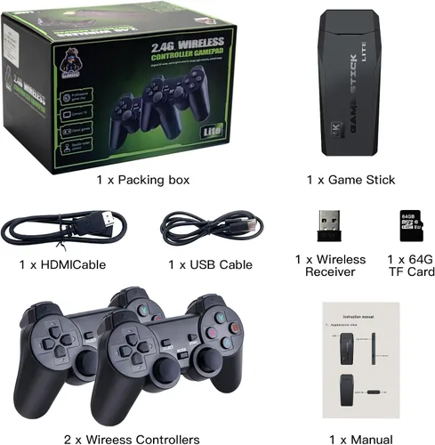 Vista 7 de Consola de juegos retro inalámbrica,Consola de videojuegos Plug and Play incorporada en más de 20000 juegos,Controladores inalámbricos duales