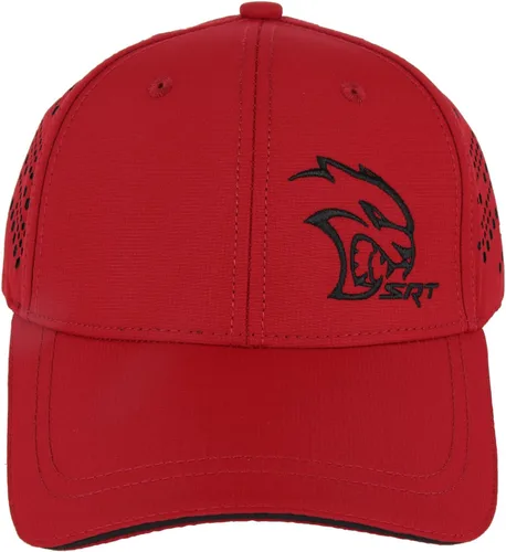 Vista 3 de Dodge Sombrero bordado SRT Hellcat Performance con protección UV y absorción de humedad para hombre Gorra de papá, Rojo/Negro
