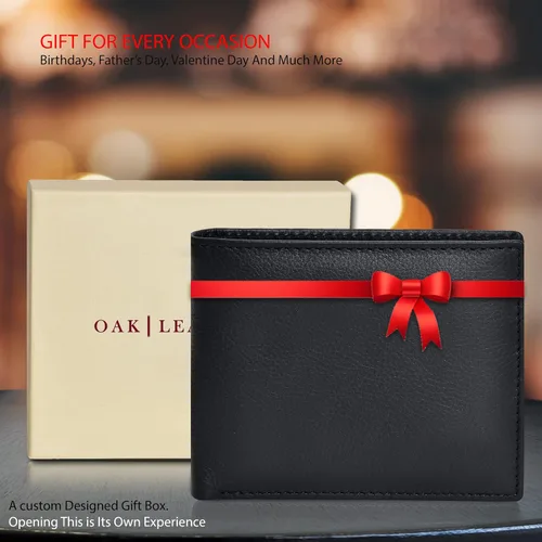 Vista 7 de Carteras RFID delgadas para hombres - Cartera de bolsillo frontal de piel genuina