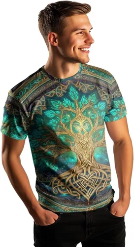 Vista 3 de GLUDEAR Camiseta Vikings para hombre, novedad con estampado 3D de mitología nórdica