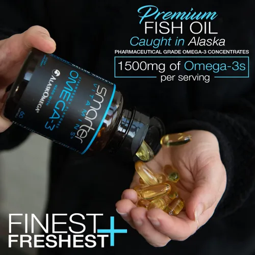 Vista 3 de SmarterVitamins Aceite de pescado Omega 3, sabor a fresa, sin eructos, insípido, 2000 mg, DHA EPA Triple fuerza apoyo cerebral, apoyo