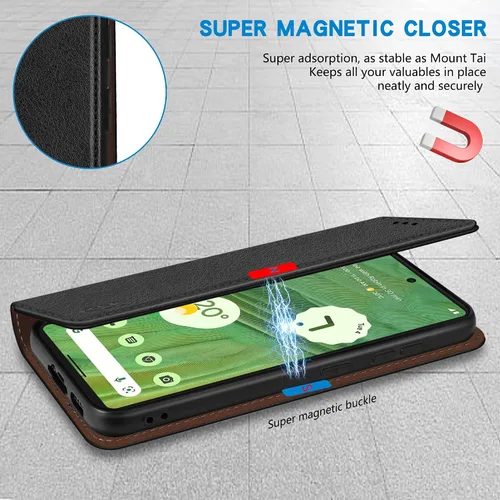 Vista 3 de ZZXX - Funda tipo cartera para Google Pixel 7, magnética fuerte de 6.3 Negro
