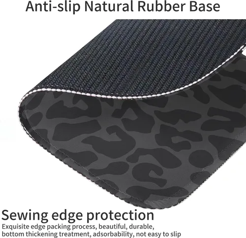Vista 5 de Seorsok Alfombrilla de mouse de leopardo negro, alfombrilla cuadrada impermeable para mouse, base de goma antideslizante, para computadora portátil
