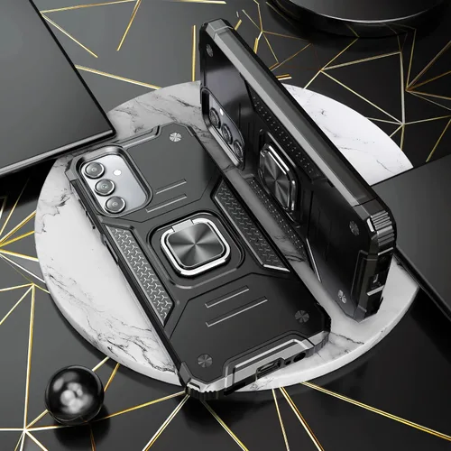 Vista 6 de Funda para Galaxy A15 con protector de pantalla negro para hombres y niños, cubierta híbrida de prueba de caídas con soporte para tarjeta de montaje