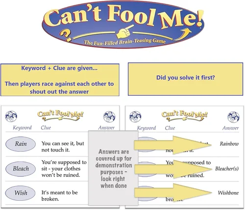 Vista 3 de Can't Fool Me — Un juego de acertijos de palabras para burlas cerebrales donde los jugadores corren para resolver pistas - Diversión nocturna
