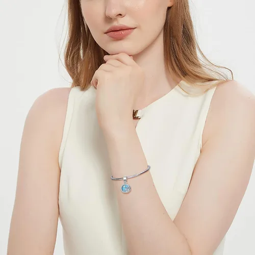 Vista 6 de QeenseKc Colgante con forma de copo de nieve para pulsera Pandora
