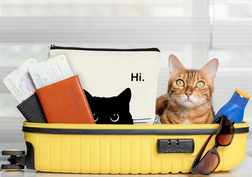 Vista 5 de Regalos de Gatos - Pequeña bolsa de maquillaje, bolsa de cosméticos para amantes de los gatos, bolsa de maquillaje para adolescentes y mujeres, cat 1