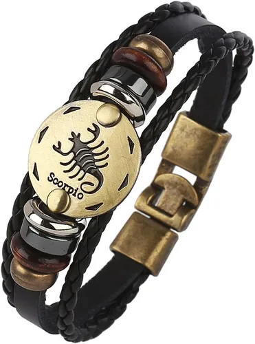Vista 9 de Hamoery Pulsera de cuero de aleación punk para Constellation trenzada pulsera pulsera brazalete