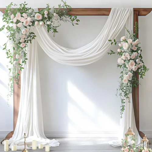 Vista 19 de Socomi Tela para Arco de Boda 1 Panel 29" x 19 Pies Gasa Chifón Transparente Azul Bebé Cortinas 6 Yardas para Ceremonia de Boda Decoración de Fiesta