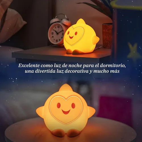 Vista 4 de Disney Wish Squishy Light, luz nocturna para niños, lámpara USB, funciona con pilas, regulable, luz de estrella ideal para dormitorio, sala