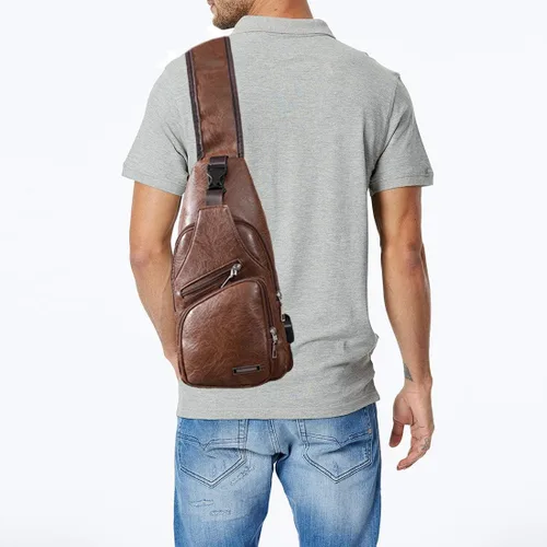 Vista 7 de Seoky Rop Bolso bandolera para hombre con puerto de carga USB