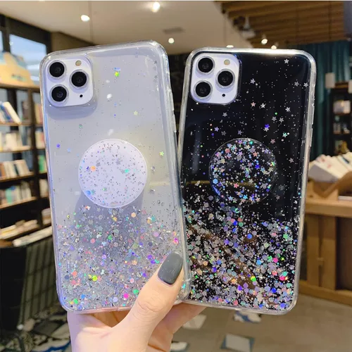 Vista 4 de Funda diseñada para iPhone 13 Pro Max para mujeres y niñas, con purpurina, bonitas, con soporte, funda protectora suave para teléfono para iPhone 13