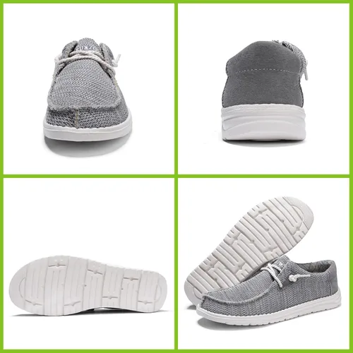 Vista 6 de Zapatos de tela sin cordones para hombre, mocasines de lona, zapatos planos y cómodos, zapatos casuales ligeros para barco