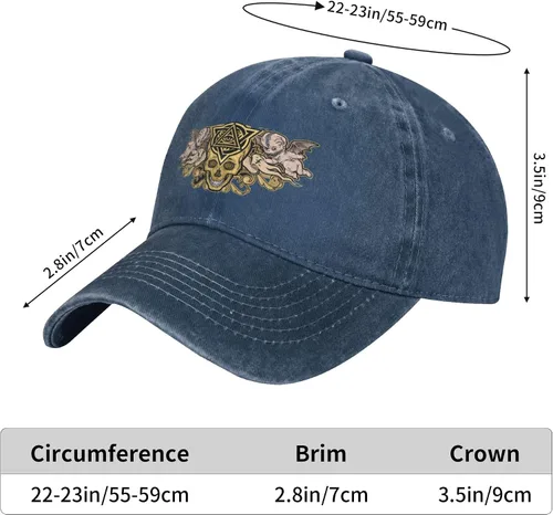Vista 8 de Cowboy Hat Trendy Hats for Man and Women Djustable Four Season Outdoor Baseball Cap of Hell Skull with Angel Navy Blue
