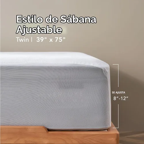 Vista 3 de Epitex Protector de colchón impermeable tamaño individual, ultra suave y transpirable, con bolsillo profundo para colchón de 8 a 12 pulgadas