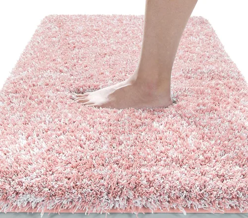 Vista 28 de Yimobra Alfombras de baño en negro y blanco antideslizantes lavables, tapetes de baño ultra suaves y absorbentes de agua, alfombra de ducha suave