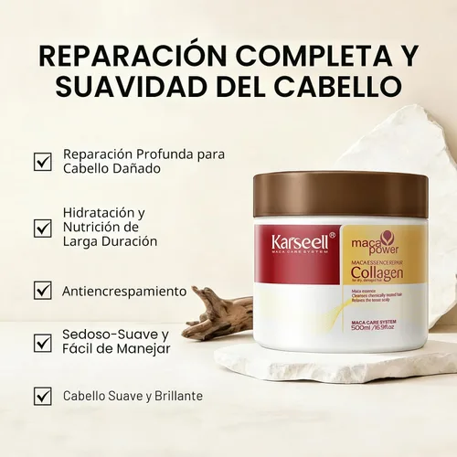 Vista 4 de Karseell Tratamiento capilar con colágeno, reparación profunda, acondicionador, aceite de argán, colágeno para el cabello, esencia para cabello seco