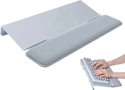 Vista 9 de Laborio Soporte de muñeca para teclado de computadora para escritorio, soporte para teclado para escribir fácilmente con almohadilla de muñeca