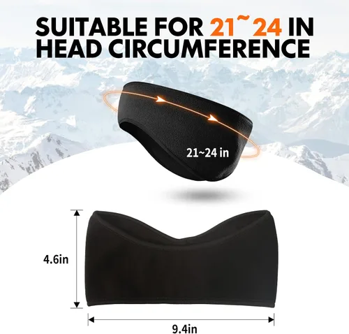 Vista 6 de Lauzq Invierno de forro polar calentadores de orejas para hombres, mujeres, niños, esquí, correr, ciclismo