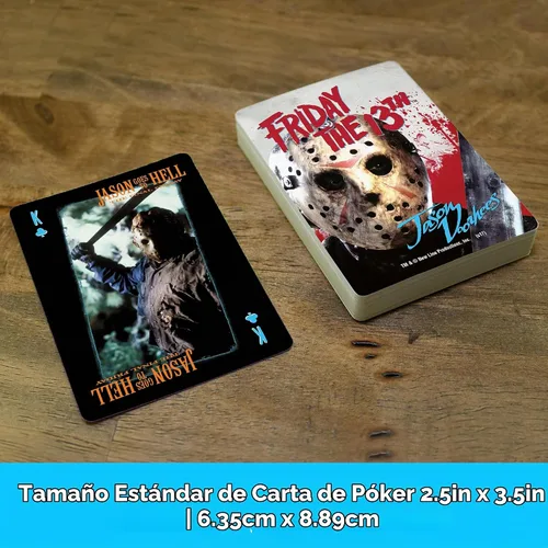 Vista 6 de Aquarius Friday The 13th - Juego de cartas de tamaño estándar, baraja temática con 52 diseños únicos de películas de terror, regalo de mercancía