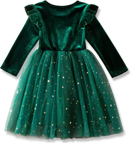 Vista 3 de TTYAOVO - Vestido de manga larga para cumpleaños, con falda tutú, para niñas pequeñas
