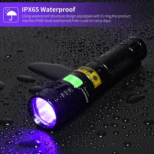 Vista 5 de DARKBEAM Linterna UV 395nm Luz Negra, 20W Alta Potencia 3 LEDs UV USB-C Recargable, Mini Lámpara Woods Ultravioleta con Gafas- Detector para Orina