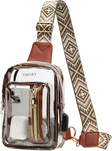 Vista 14 de TINYAT T9060 - Bolso bandolera transparente aprobado para estadios, bolso cruzado casual en el pecho para hombres y mujeres, T9060
