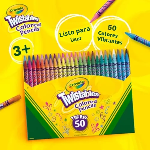 Vista 6 de Crayola Twistables - Juego de lápices de colores (50 unidades), regalo perfecto para calcetín navideño para niños y adolescentes, lápices