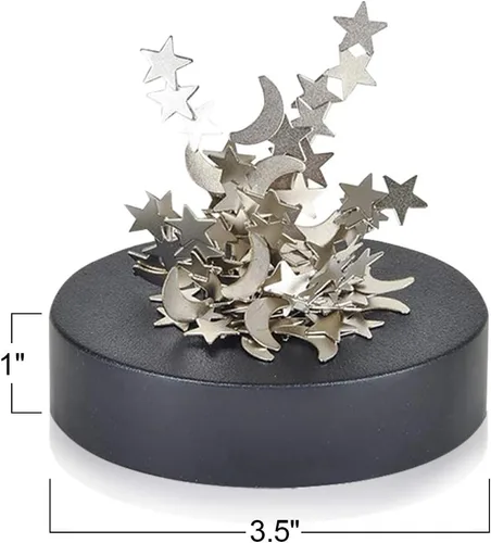 Vista 3 de ArtCreativity Escultura magnética de lunas y estrellas (juego de 2) – Juguetes magnéticos de escritorio para adultos, decoración de oficina