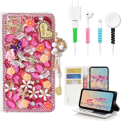 Vista 10 de Bling SSBLDwCPSeries-4 - Funda de piel con tapa y protector de cable, diseño 3D