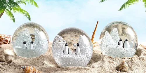 Vista 5 de EUSTUMA Pisapapeles de pingüino de vidrio soplado a mano, adorno de animales marinos para acuario de peces, colección de animales marinos
