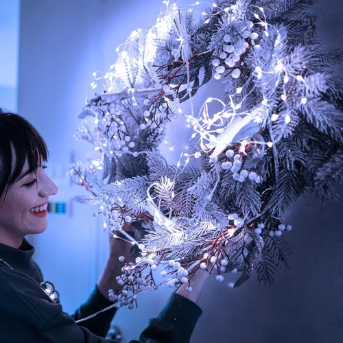 Vista 6 de RUICHEN - Tiras de miniluces LED de 50 luces, de 16 pies, de cable de cobre, luces tipo hadas de cuento de hadas, alimentadas por pilas, para Blanco