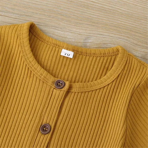 Vista 5 de Conjunto de pantalones cortos acanalados para bebé y niña, de punto y pantalones cortos de cordón sólido, ropa de verano
