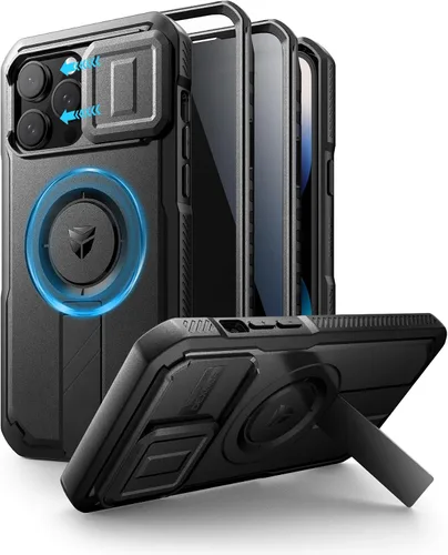 Vista 56 de Dexnor - Funda para iPhone 12 & iPhone 12 Pro con tapa deslizante para cámara, soporte ajustable y protector de pantalla integrado, carcasa