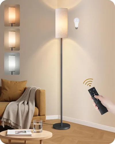 Vista 37 de Paquete de 2 lámparas de pie rosas regulables para sala de estar con 2 controles remotos e interruptor de pie, lámpara de pie de esquina, lámpara