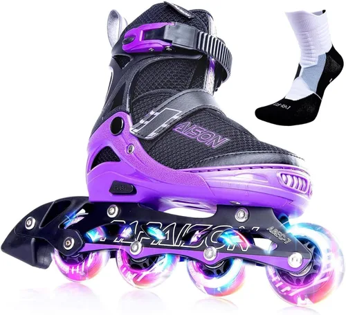 Vista 10 de PAPAISON Patines en línea ajustables para niños y adultos con ruedas completamente iluminadas, patines de ruedas para exteriores para niñas y niños