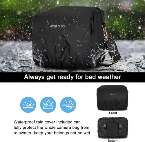 Vista 5 de MOSISO Bolsa pequeña para fotógrafos, bolsa de hombro para cámara DSLR/SLR, bolsa de hombro acolchada con solapa cruzada para fotografía para mujer