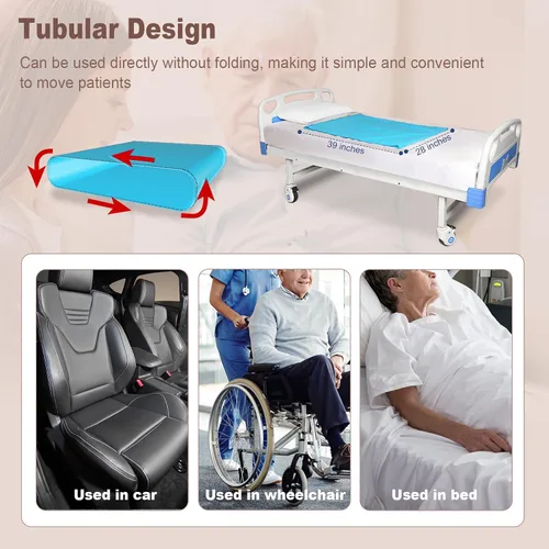 Vista 5 de Hoja de transferencia tubular de 27 x 39 pulgadas para pacientes en movimiento, hoja deslizante y tablero deslizante para traslados de ancianos