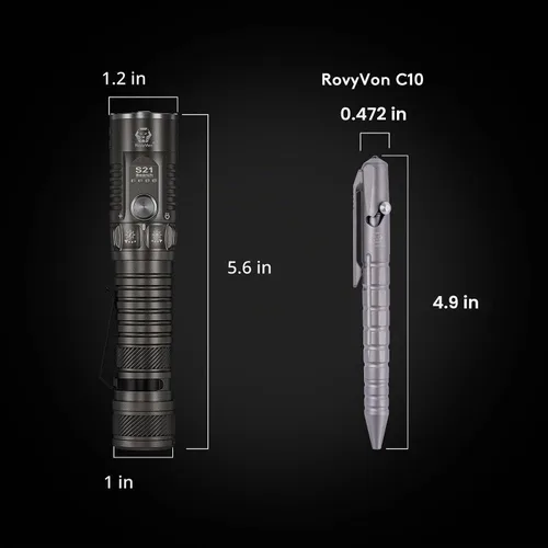 Vista 5 de RovyVon S21 brillante EDC linterna 3000 lúmenes interruptor giratorio Gunmetal-3000 lúmenes